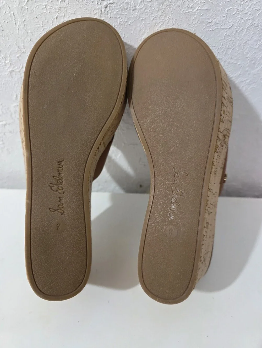 Sam Edelman Remini Brown Wedge Platform Leather Strap Sandals Womens Size 8